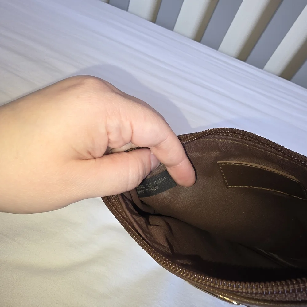 Monet Tan and Brown Vintage Style Textured Make Up Pouch